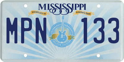 MS license plate MPN133