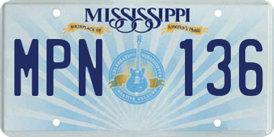 MS license plate MPN136