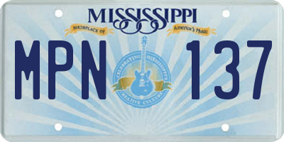 MS license plate MPN137
