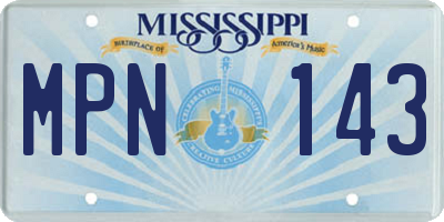 MS license plate MPN143