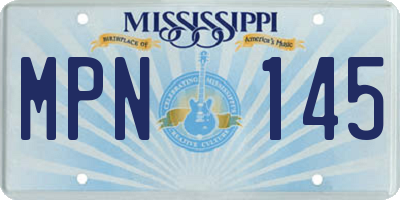MS license plate MPN145