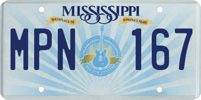 MS license plate MPN167