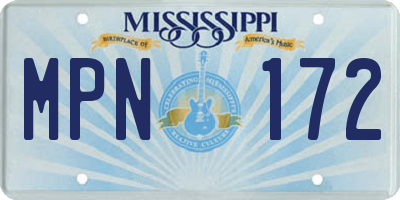 MS license plate MPN172