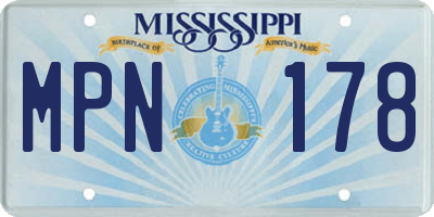 MS license plate MPN178