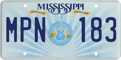 MS license plate MPN183