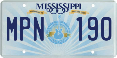 MS license plate MPN190