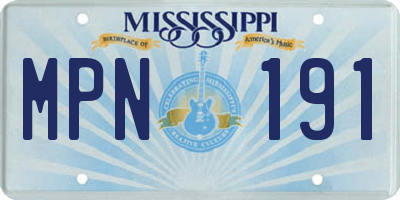 MS license plate MPN191