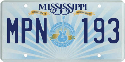 MS license plate MPN193