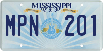MS license plate MPN201