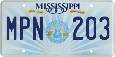 MS license plate MPN203