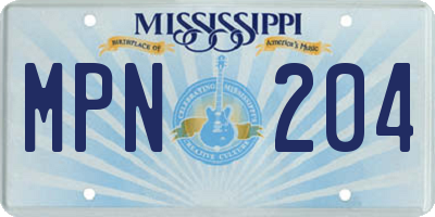 MS license plate MPN204