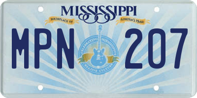 MS license plate MPN207