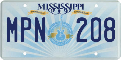 MS license plate MPN208