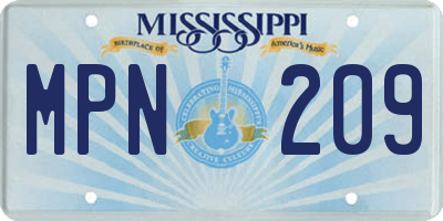 MS license plate MPN209