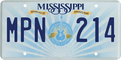 MS license plate MPN214