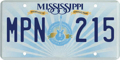 MS license plate MPN215