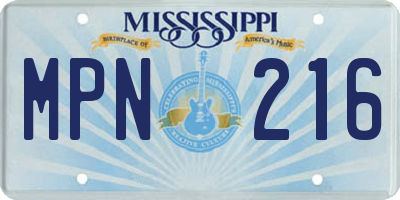MS license plate MPN216