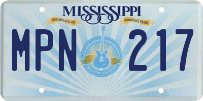 MS license plate MPN217