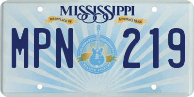 MS license plate MPN219