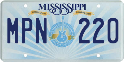 MS license plate MPN220