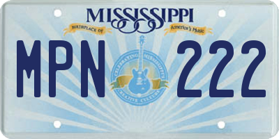MS license plate MPN222