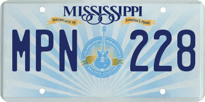 MS license plate MPN228
