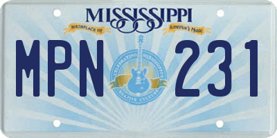MS license plate MPN231