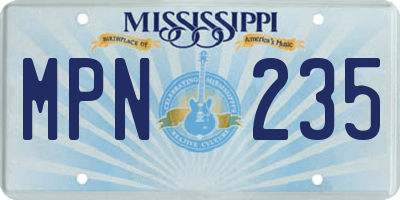 MS license plate MPN235