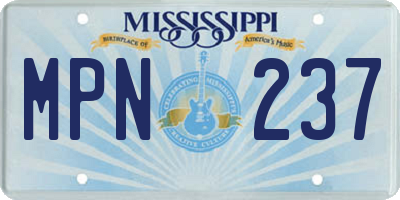 MS license plate MPN237