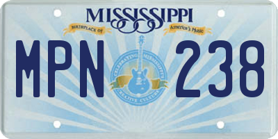 MS license plate MPN238