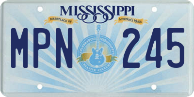MS license plate MPN245