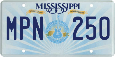 MS license plate MPN250