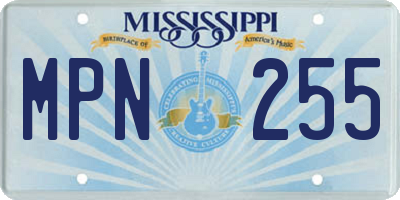 MS license plate MPN255