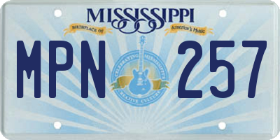 MS license plate MPN257