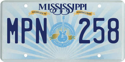 MS license plate MPN258