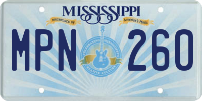 MS license plate MPN260