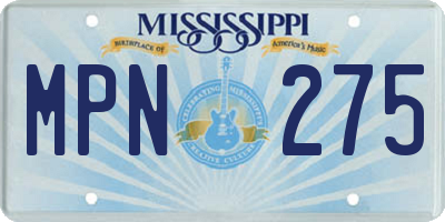 MS license plate MPN275