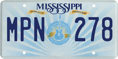 MS license plate MPN278