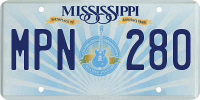 MS license plate MPN280