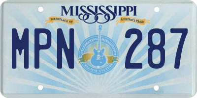 MS license plate MPN287