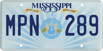 MS license plate MPN289