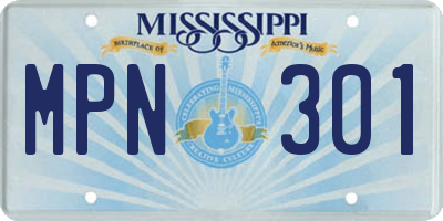 MS license plate MPN301