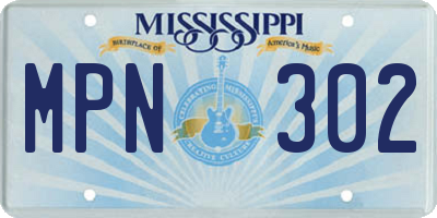 MS license plate MPN302