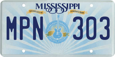 MS license plate MPN303