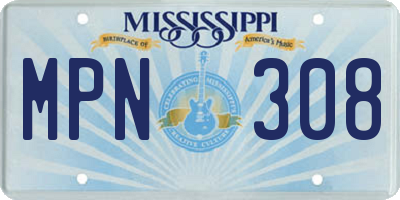 MS license plate MPN308