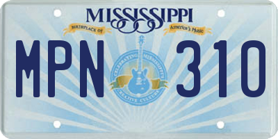 MS license plate MPN310