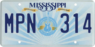 MS license plate MPN314