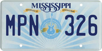 MS license plate MPN326