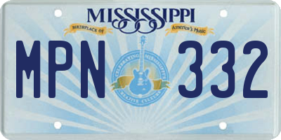MS license plate MPN332