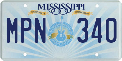 MS license plate MPN340